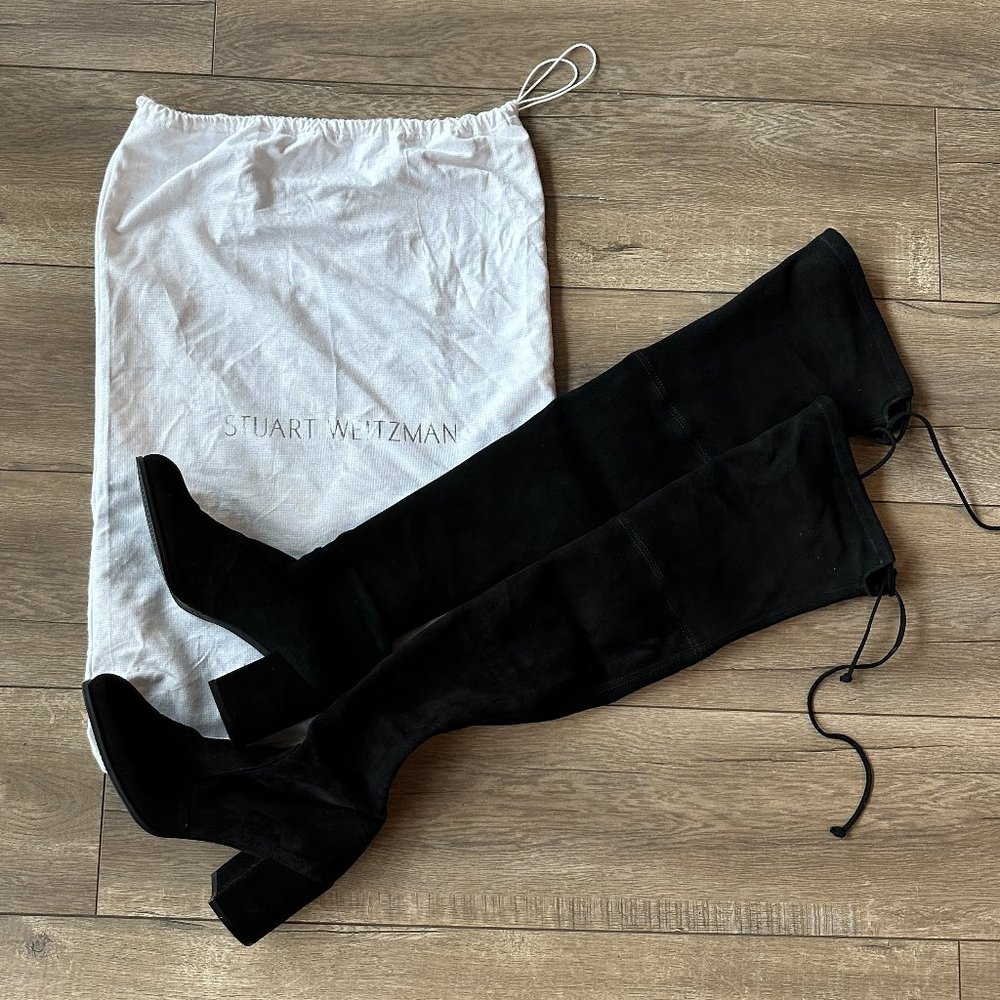 Stuart Weitzman Women's Tieland Suede Over-the-Knee Boots, Black, 9.5